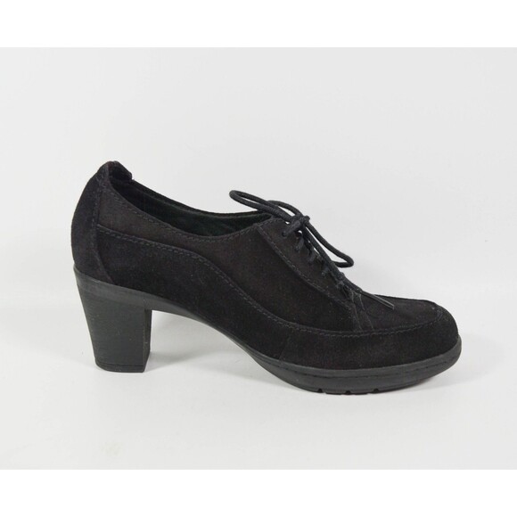 Clarks 80892 Black Leather Suede Lace Up Oxford Pumps Shooties Booties Sz 5M - Picture 5 of 6